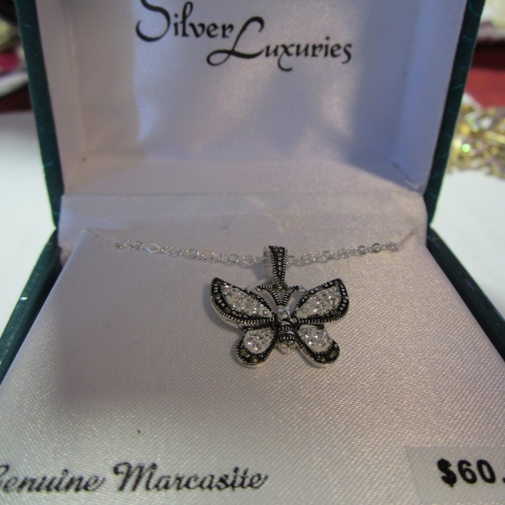 NIBWT Genuine Marcasite Butterfly Necklace